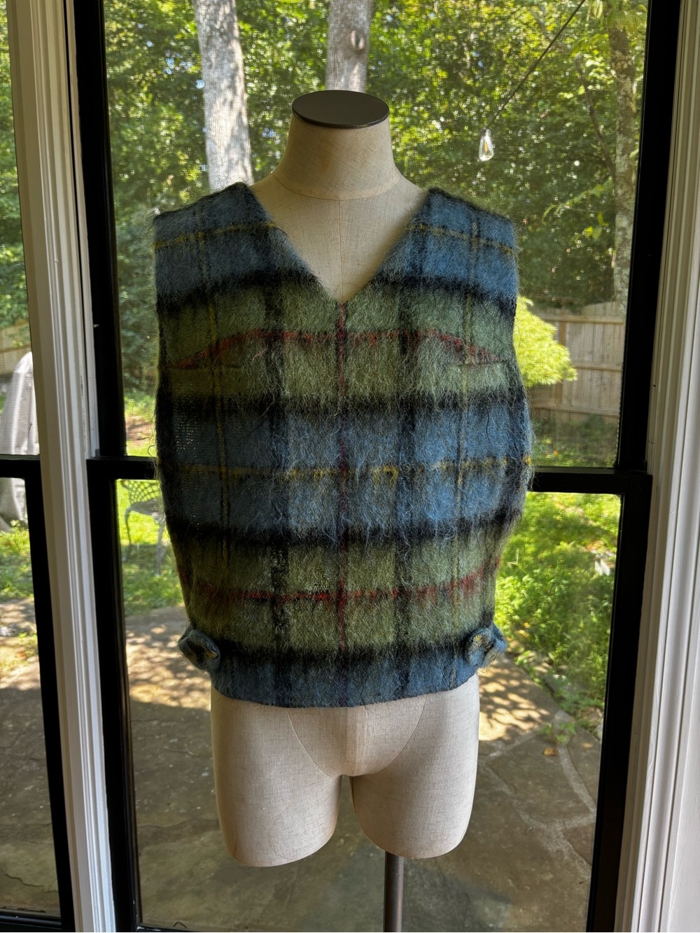 Vintage Scottish Mohair & Wool Plaid Vest — Woven in Scotland